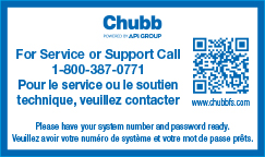 452-4251 - CHUBB SERVICE/SUPPORT LABEL [SM]