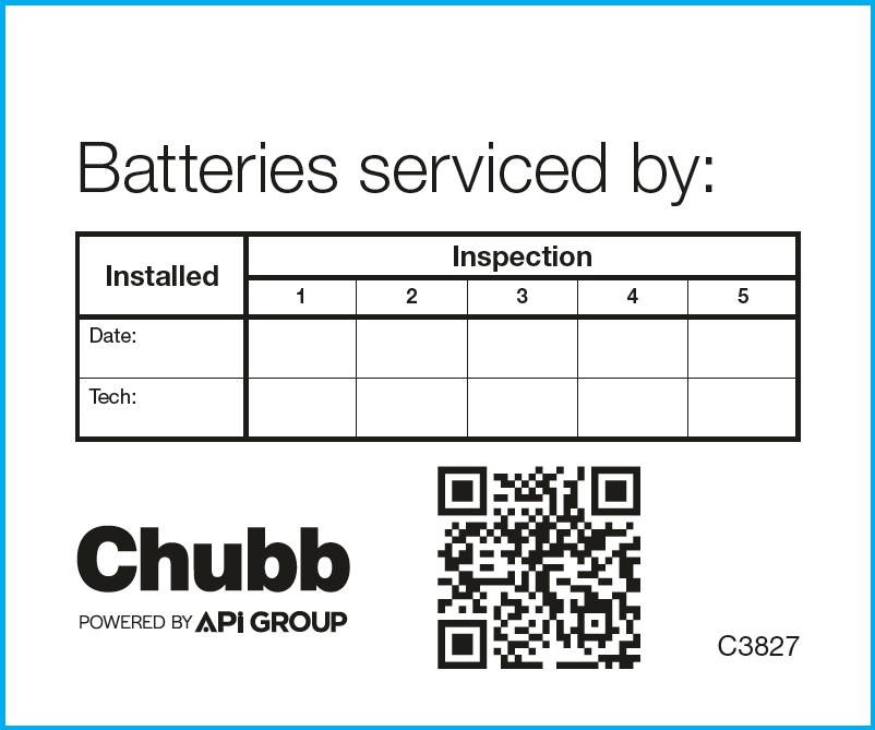 85000-C3827 - FACP BATTERY INSPECTION STICKER [ENG]