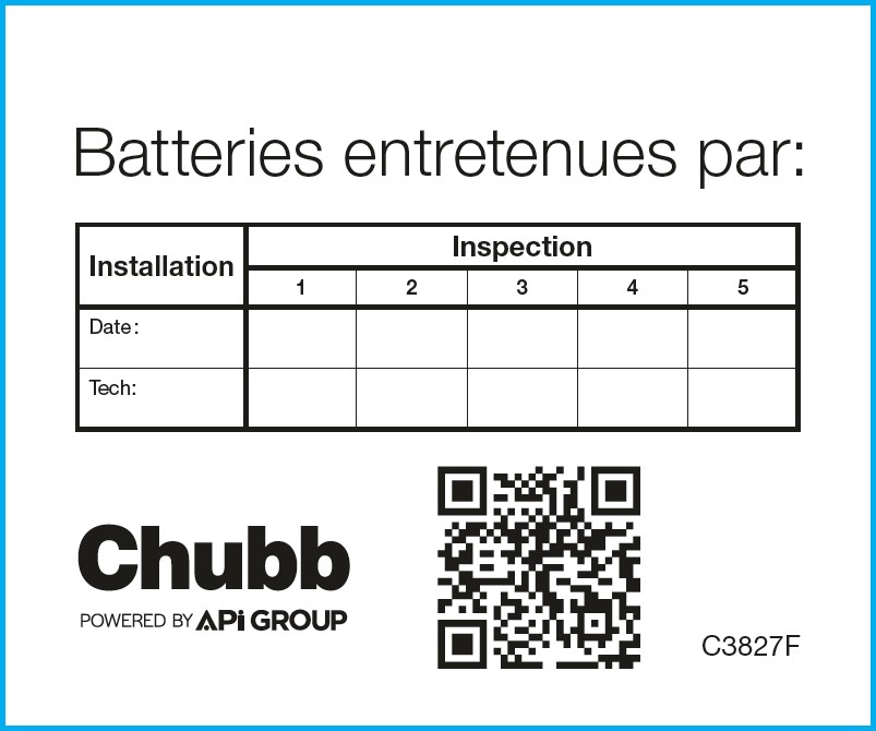 85000-C3827F - FACP BATTERY INSPECTION STICKER [FRE]
