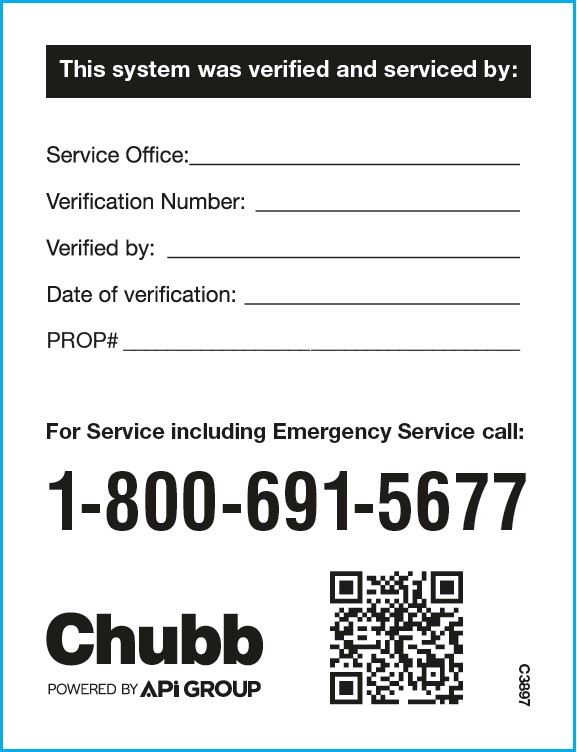 85000-C3897 - FACP VERIFICATION STICKER [ENG]