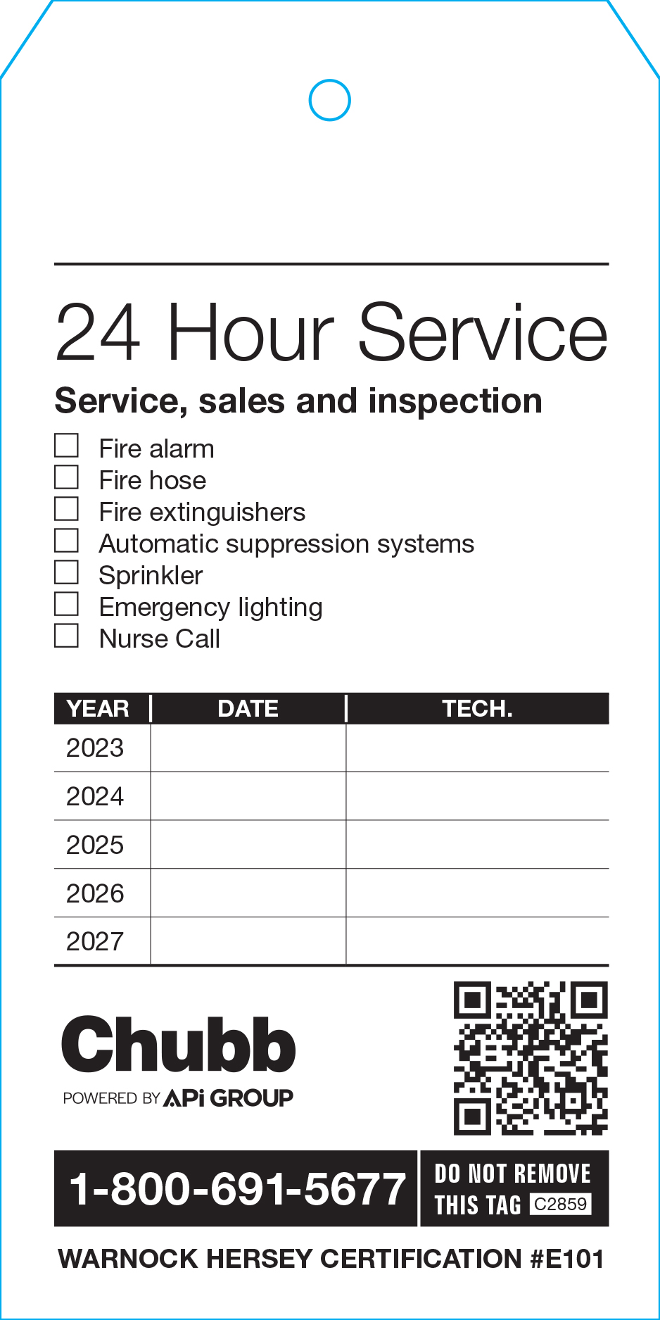 85000-C2859 - FIRE EXT. INSPECTION TAG [ENG]