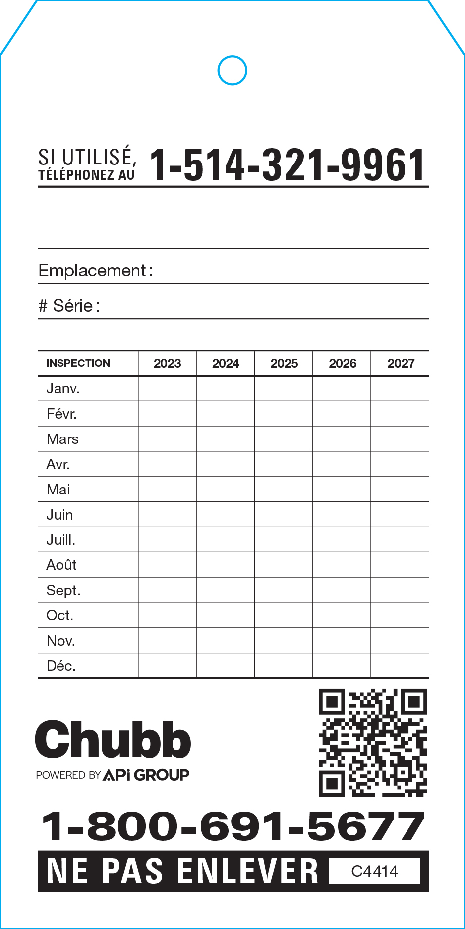 85000-C4414 - FIRE EXT. INSPECTION TAG [FRE]