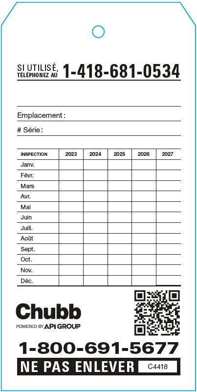 85000-C4418 - FIRE EXT. INSPECTION TAG [FRE]