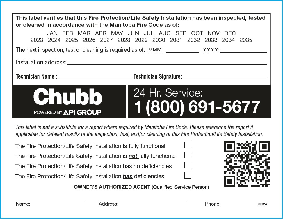 85000-C3924 - INSTALLATION/VERIFICATION LABEL